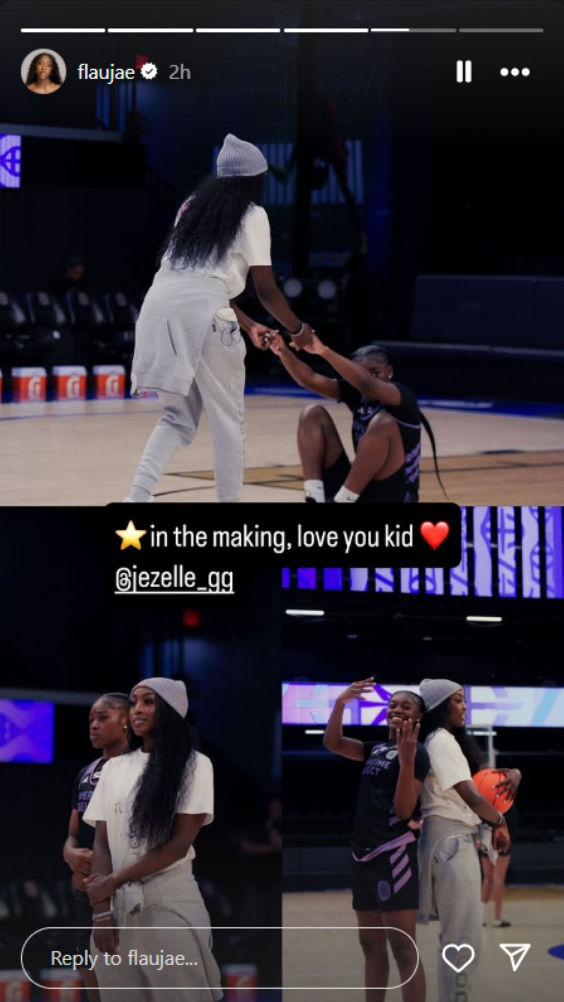 LSU hooper Flau’jae Johnson shares heartfelt message to 2027 5-star recruit following Overtime matchup (Image via Instagram @flaujae)